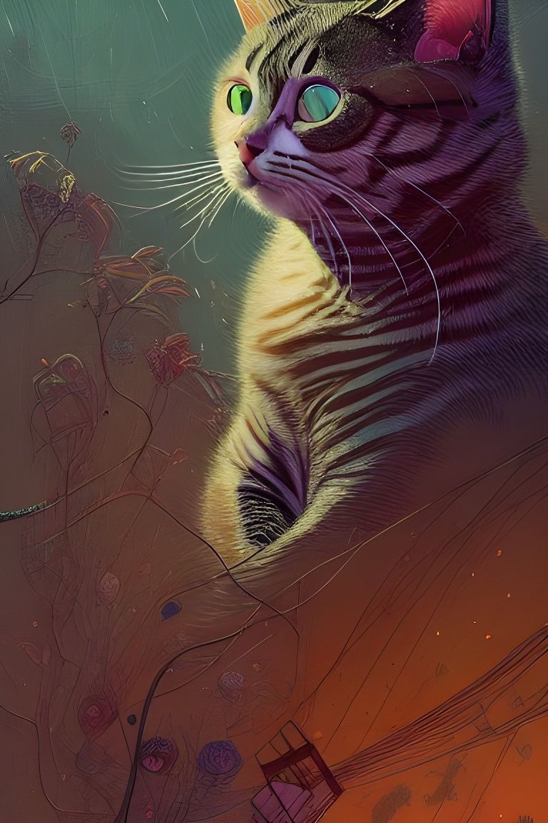 Hyperdetailed Cat Portrait in Expressionist Style