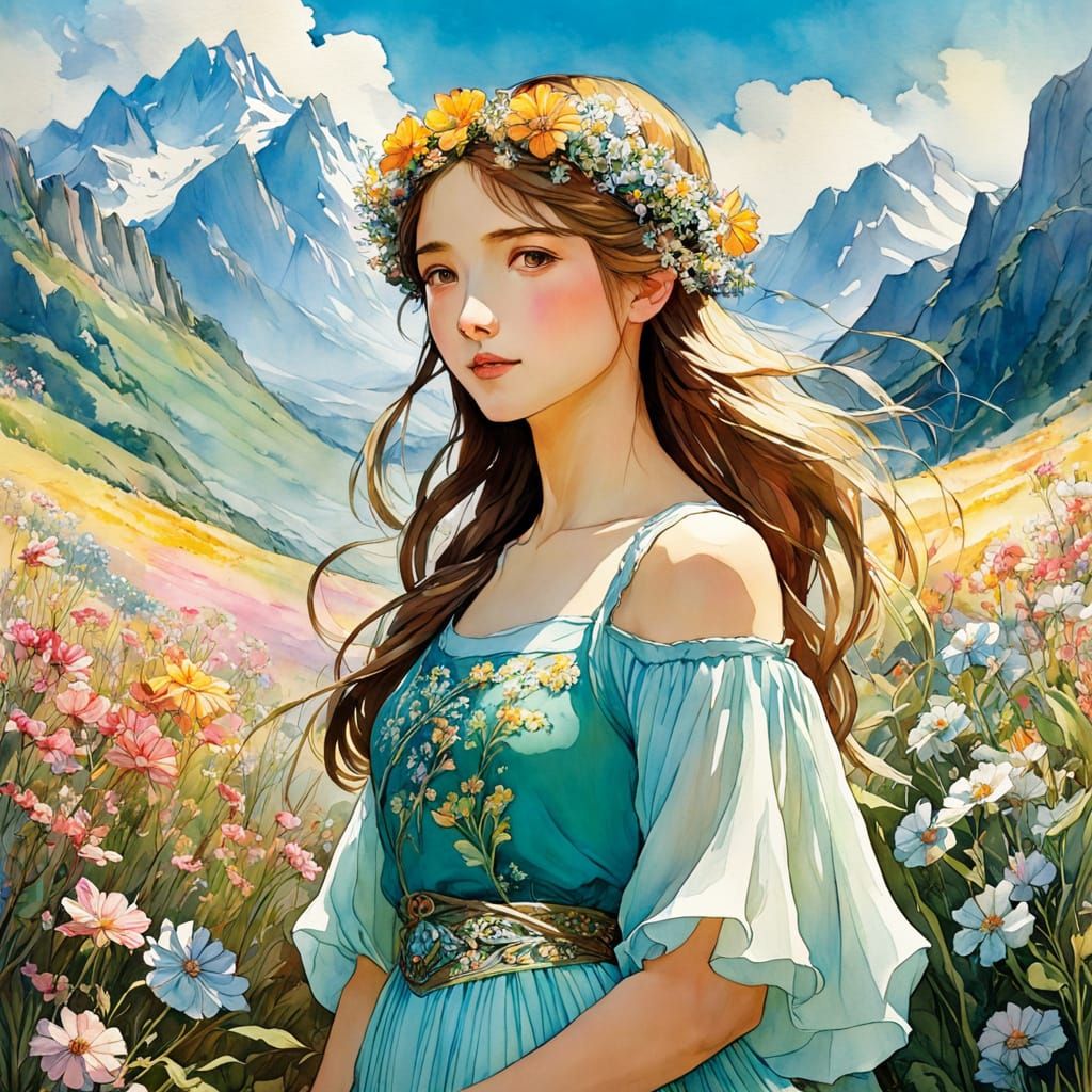 Colorful Wildflowers in Manga Cartoon Style