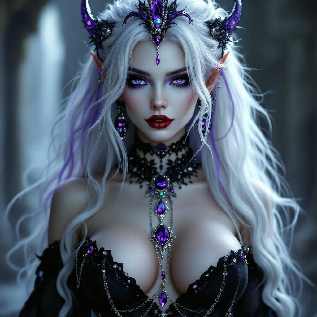 Ethereal Goth Princess Exudes Mystique in Regal Pose