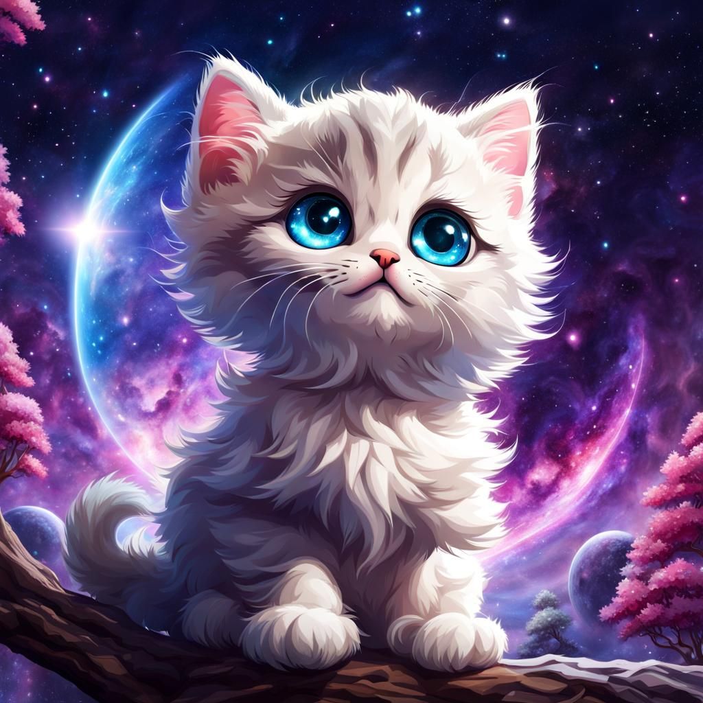 Adorable Kitten with Galaxy Eyes