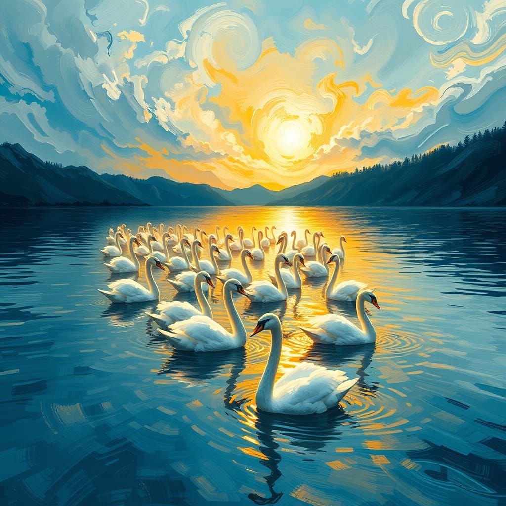 a flock of white swans