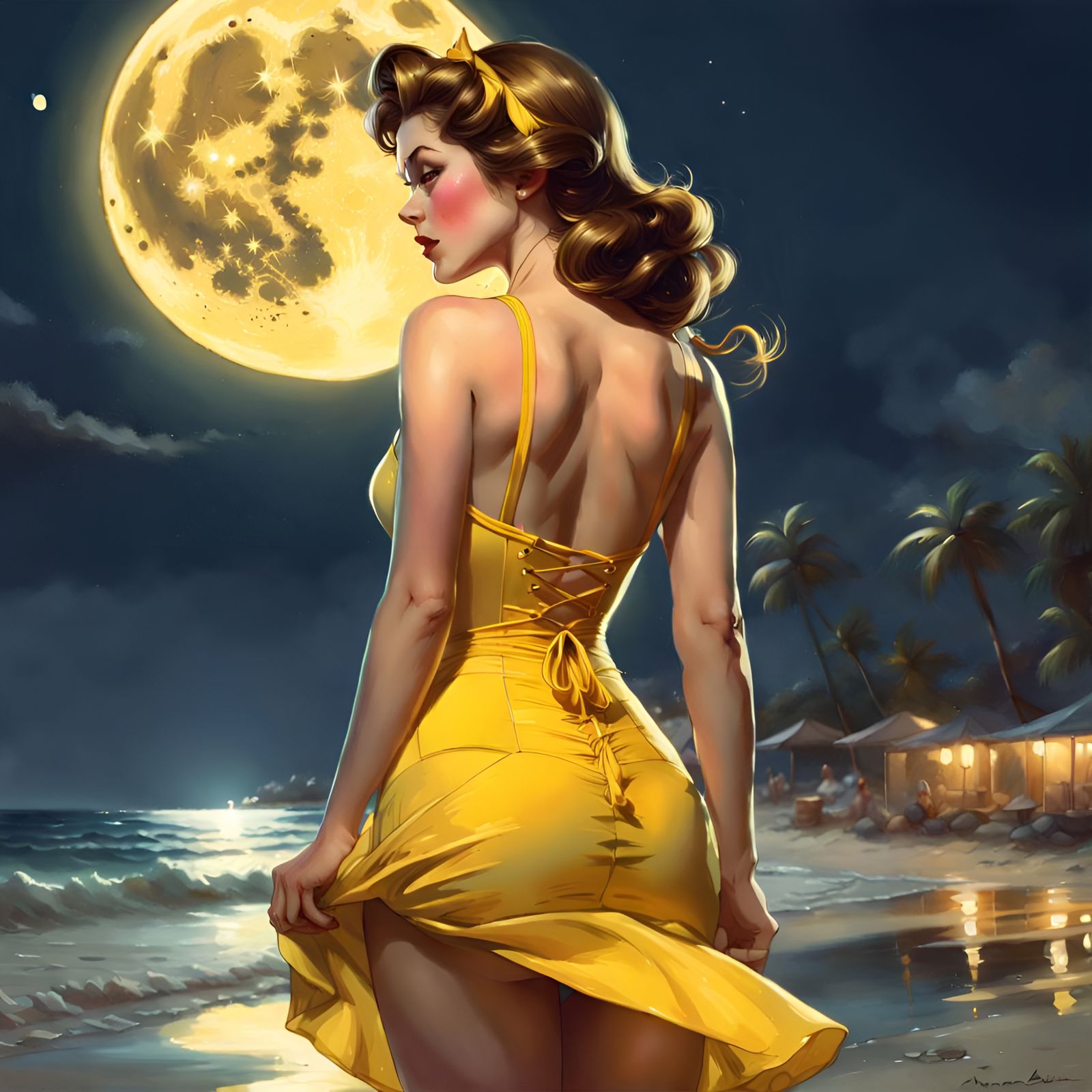 Princess Belle at the Beach: Pin-Up Art