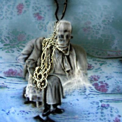 Terrifying Chained Ghost in Victorian Horror Style