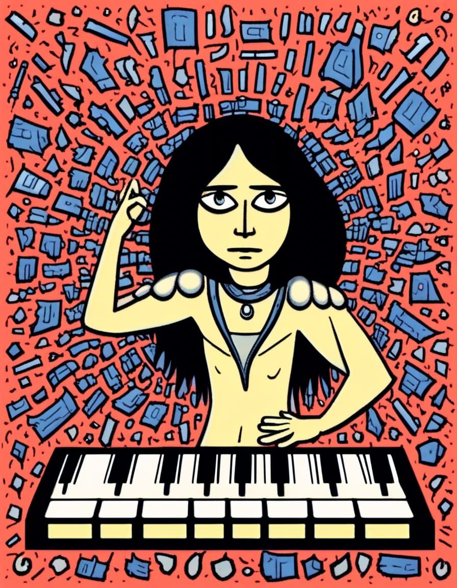 hyper person stands at the center of several PC Keys with letters on them and say "My Ego is bigger than yours!”, Cartoo...