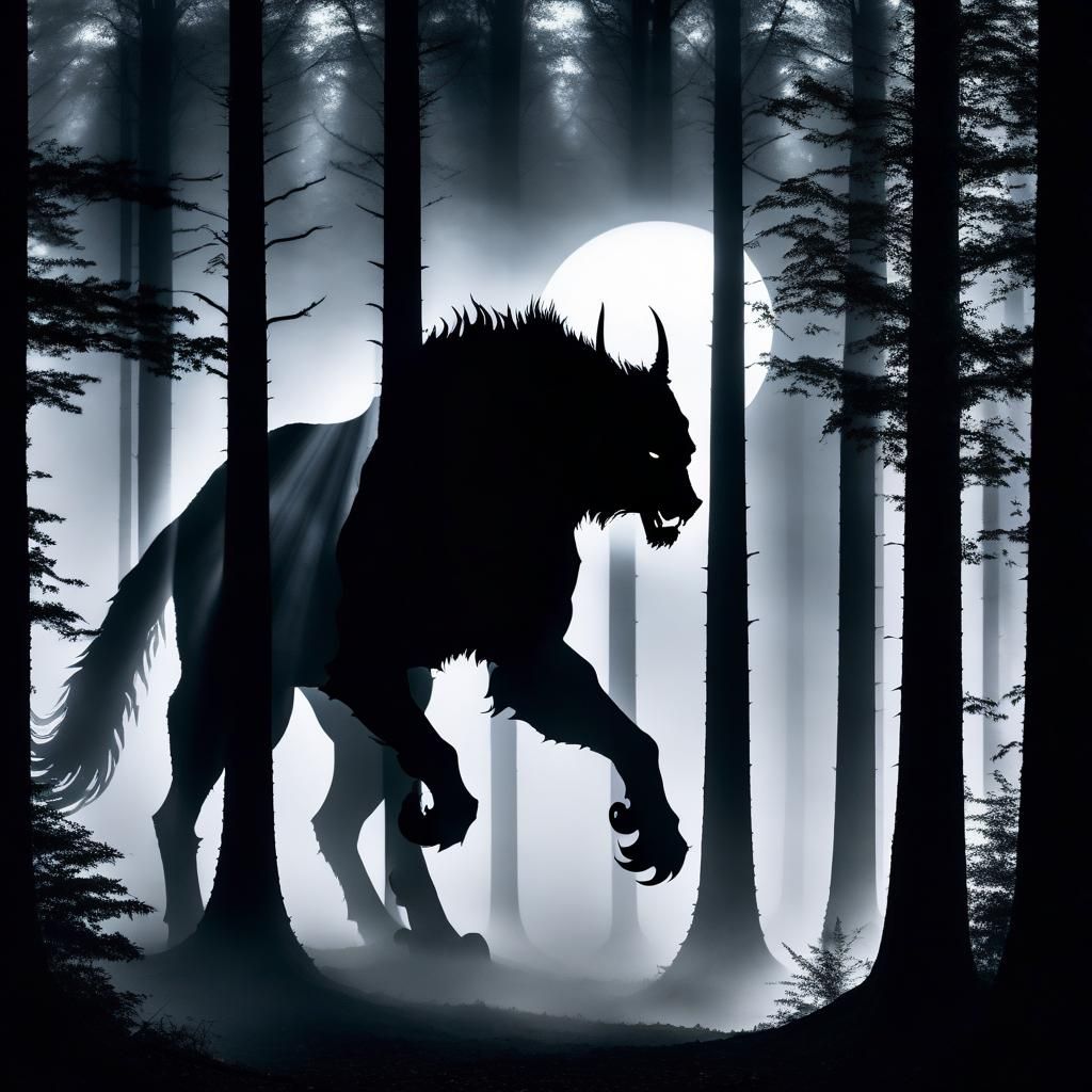 Lurking Darkness in a Haunting Forest Landscape