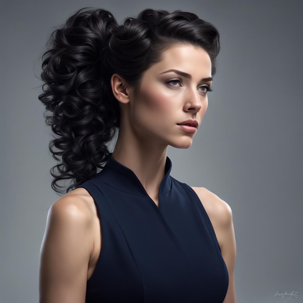 Attractive Young Mother Portrait in Hyperdetailed Matte Phot...