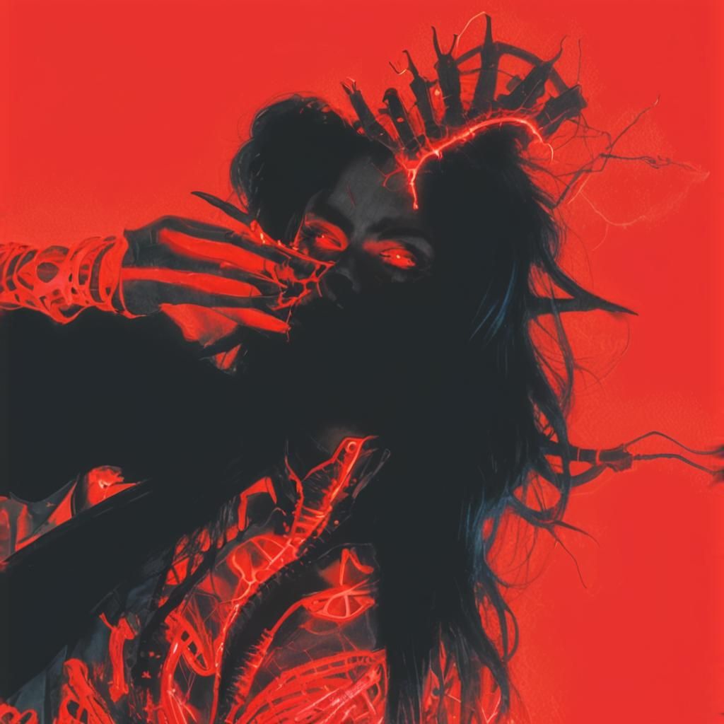 Cyber Gothic Vampire Portrait in Neon Lighting