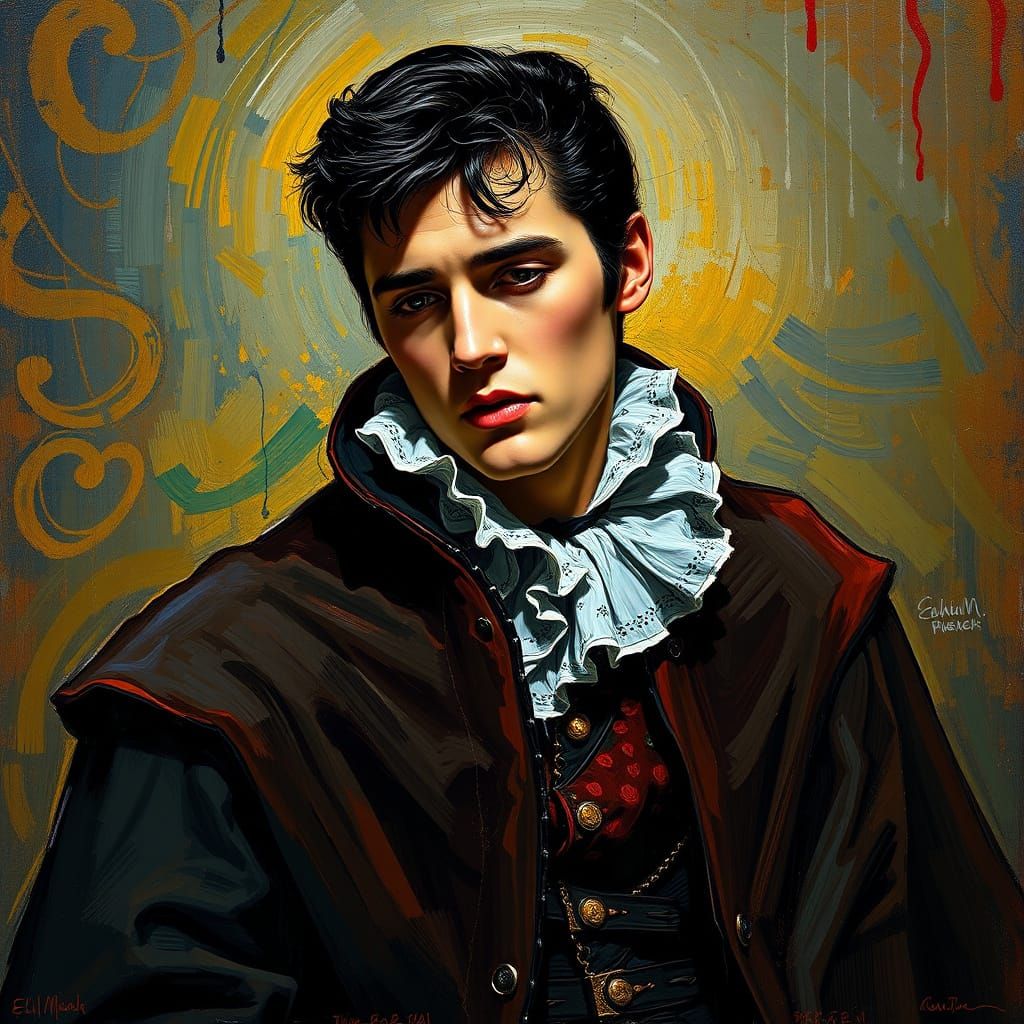 Elvis Presley as Van Gogh Painting in 17th Century