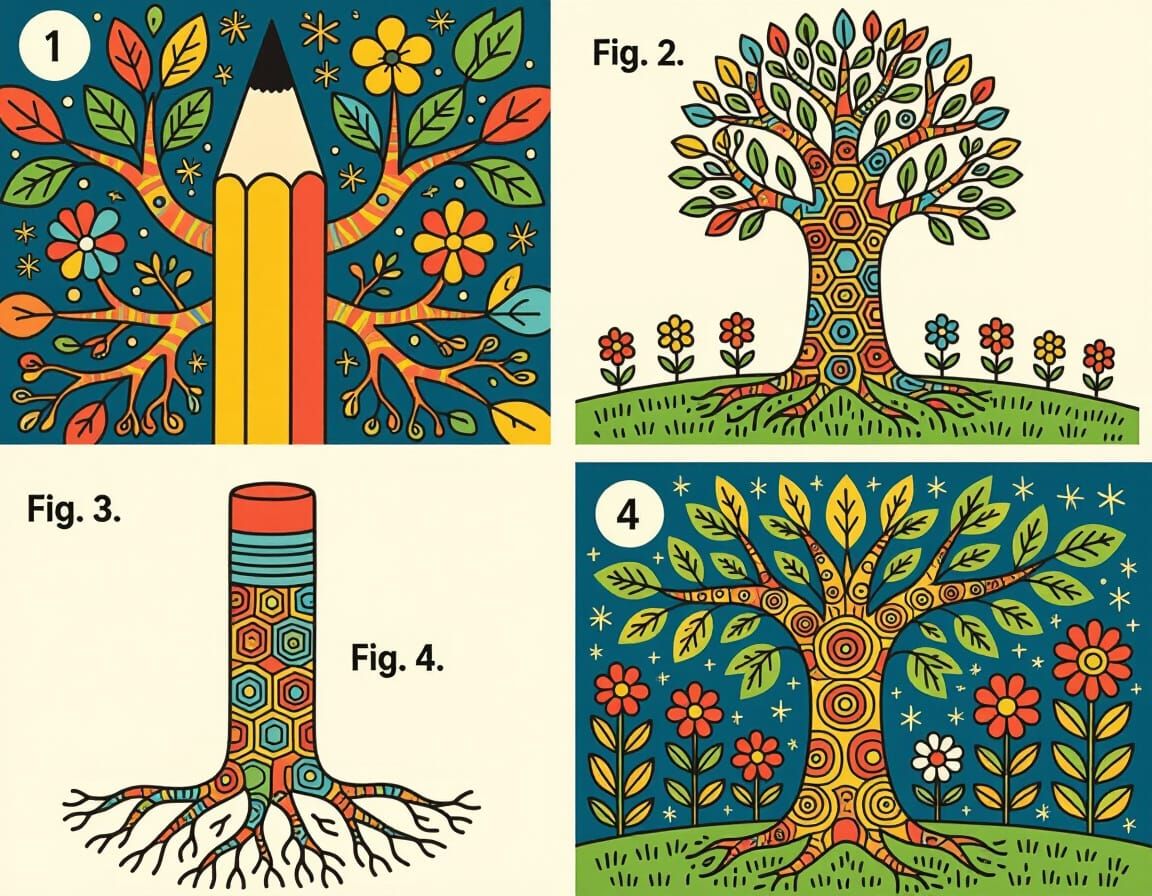 Pencil Transforms Into Tree in Joyful Artistic Style