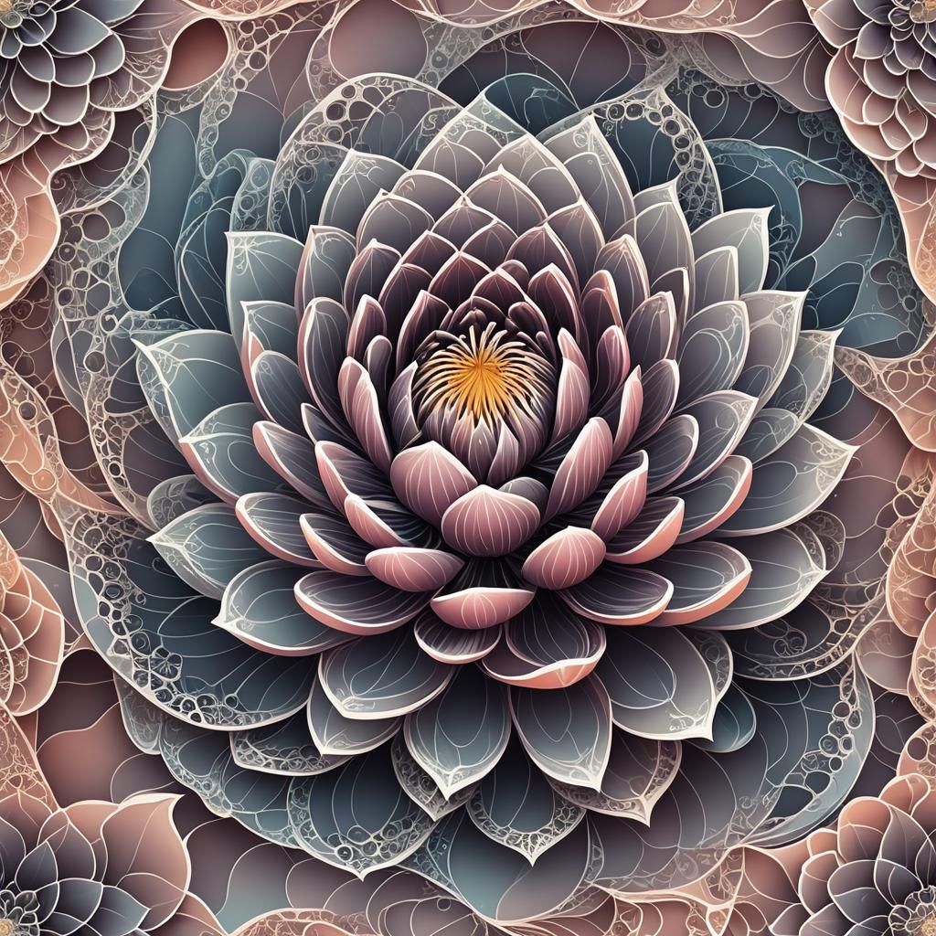 Translucent Jelly Lotus in Abstract Fractal Style