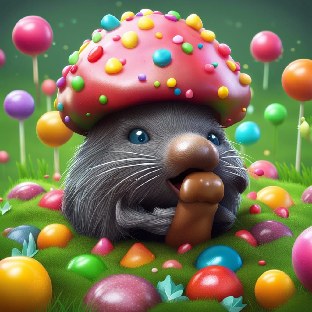 Mole Peeks Out in Candy Art Style