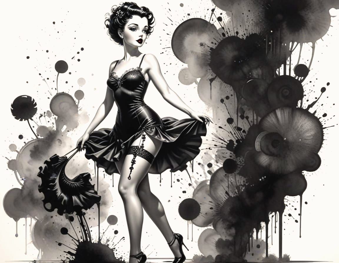 Betty Boop Splash Art with Ink Splatters