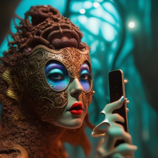 Goth Woman's Selfie with Dracula in Surreal Style