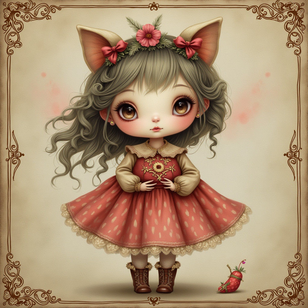 Quirky Christmas Character in Gothic Fairy-Tale Style
