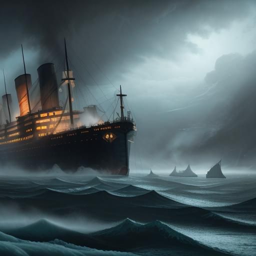 Tragic Sinking of the Titanic in Icy Seas