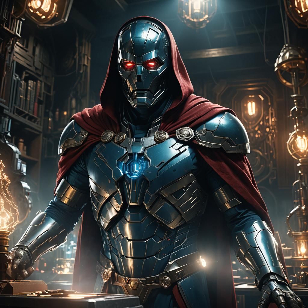 Tony Stark as Doctor Doom in Dark Laboratory