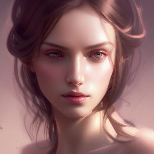 Beautiful Woman Portrait in Hyperdetailed Digital Art Style