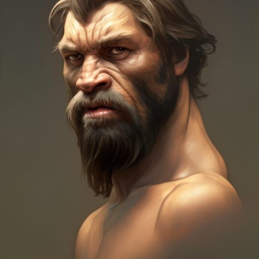 Detailed Caveman Portrait in Hyperrealistic Style