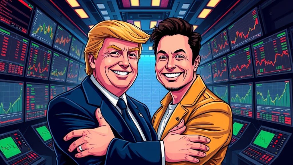 Donald Trump and Elon Musk in Retro Pop Art