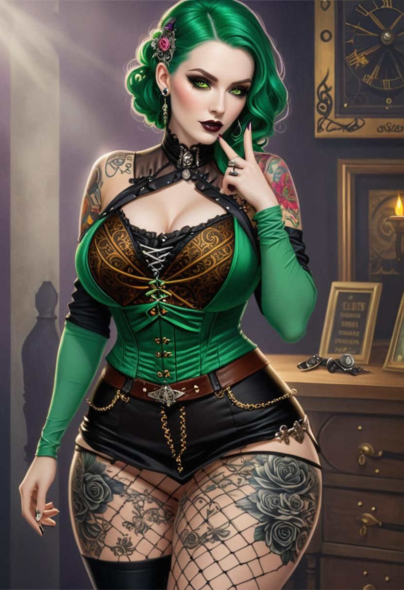 Gothic Steampunk Woman in Digital Illustration