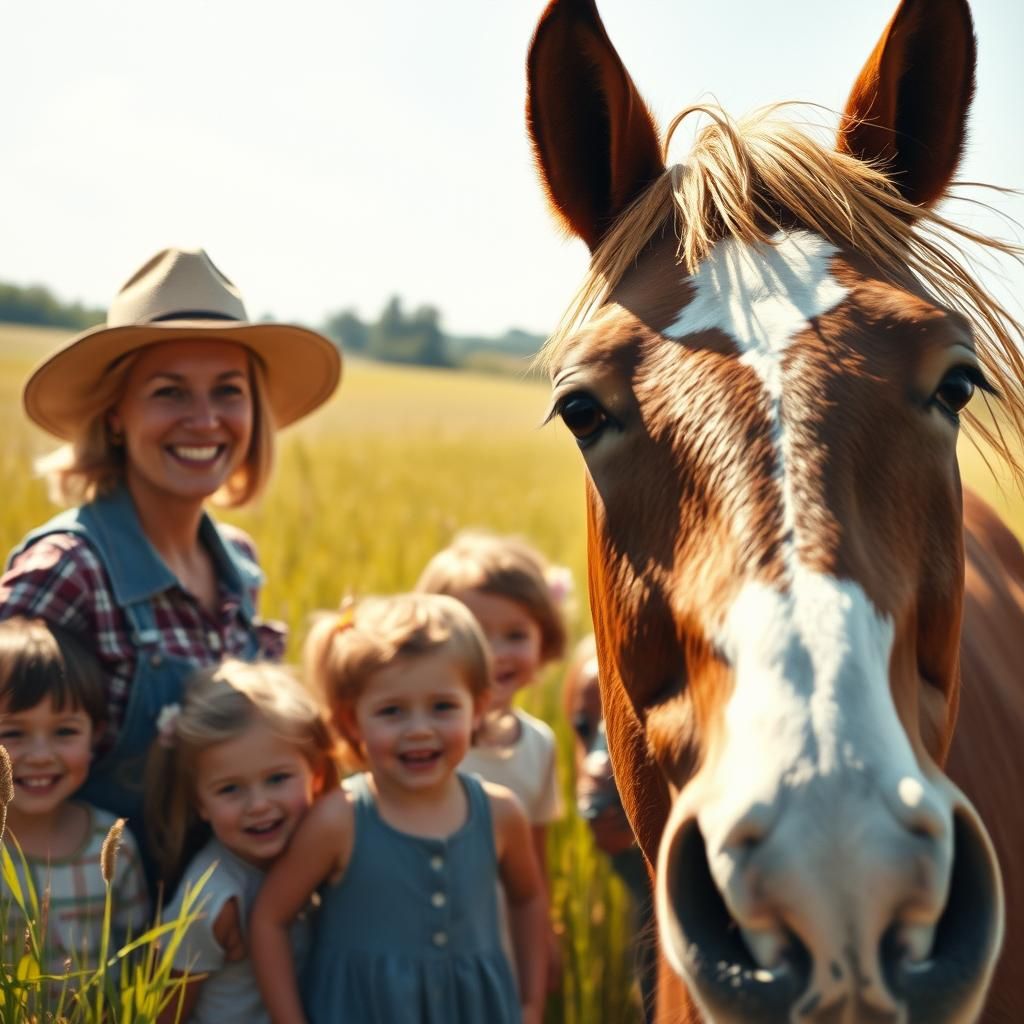 Gentle Farmer Captures Joyful Moment in Impressionistic Styl...