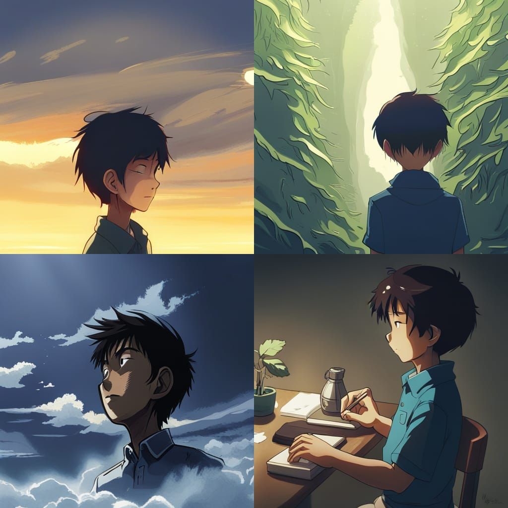 Anime Boy Portrait in Studio Ghibli Style