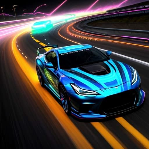 Dynamic Race Car in Airbrush Art Style