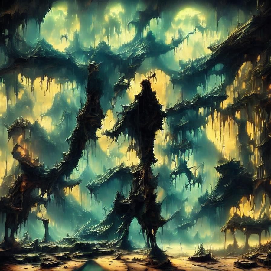 Horror Art: Boy Lost in Gloomy Darkness