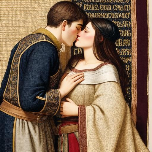The Kiss: A Medieval Tapestry Scene