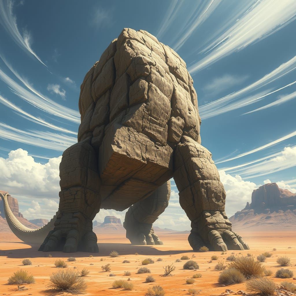 Majestic Rock Monster in Desert Landscape