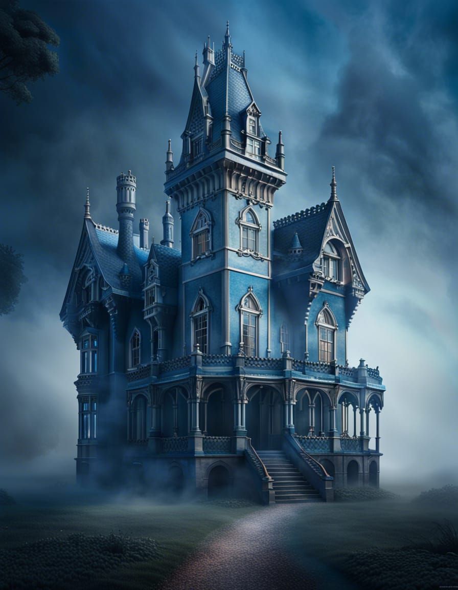 Victorian Castle in Mist, Detailed Matte Painting
