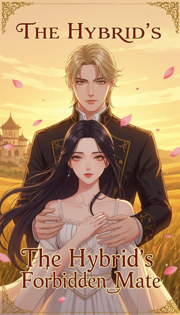 Romantic Manhwa Cover: Golden Sunset Embrace