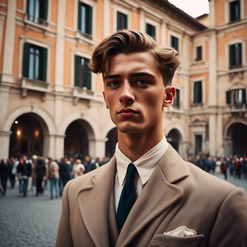 1950s Star Portrait in Rome with Illustrative Style