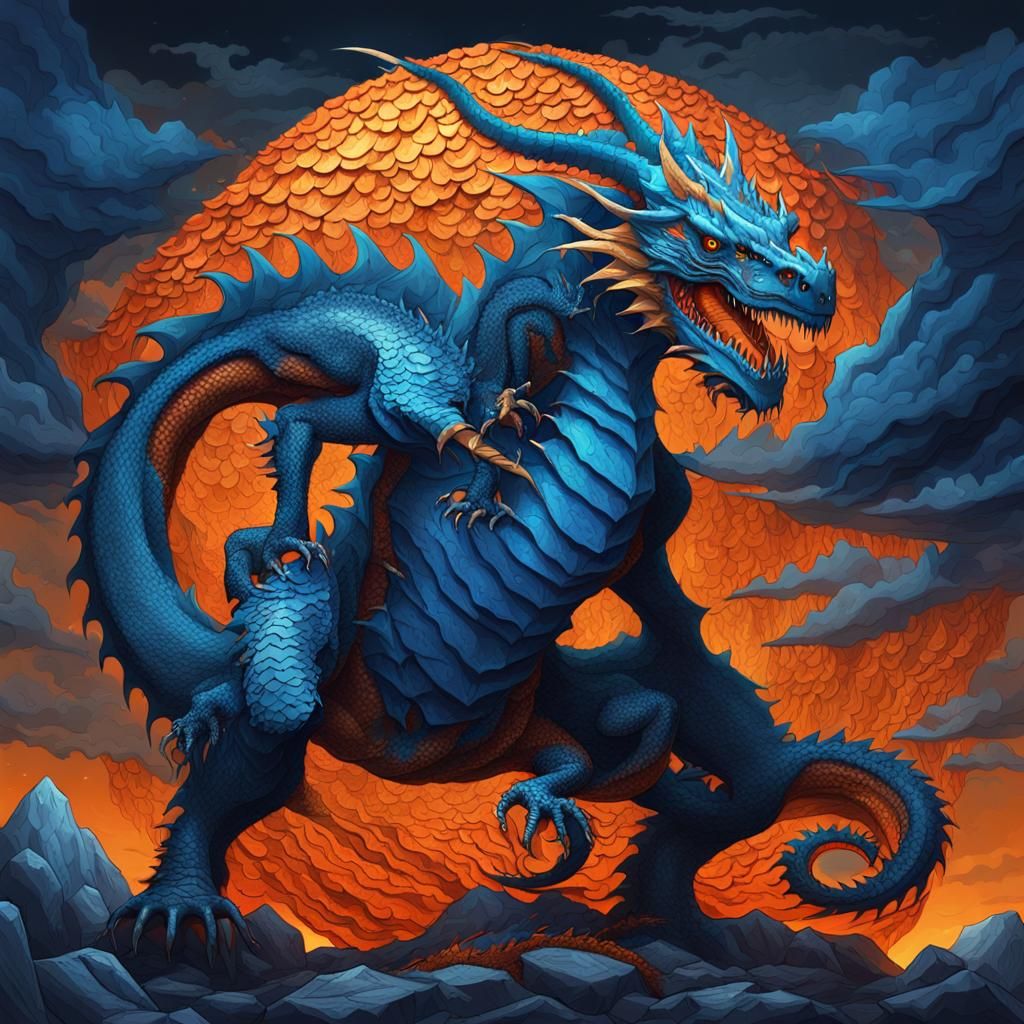 Frankenstein Dragon in Stormy Fantasy Landscape