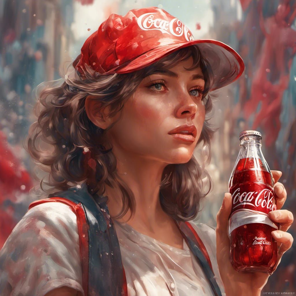Coca-Cola Girl Portrait in Art Nouveau Style