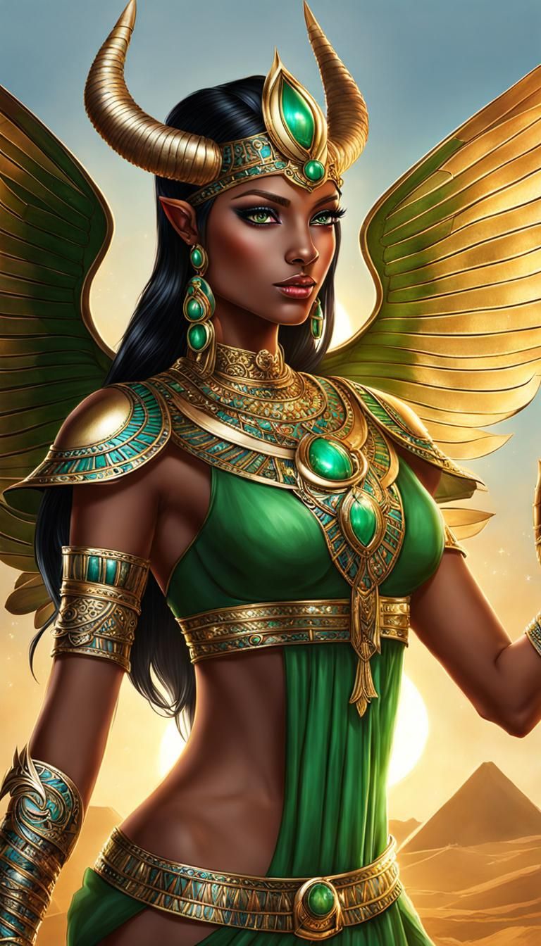Egyptian Fairy Princess with Horns and Wings