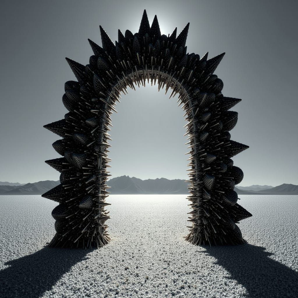 Obsidian Archway in Salt Desert: Pinscreen Art