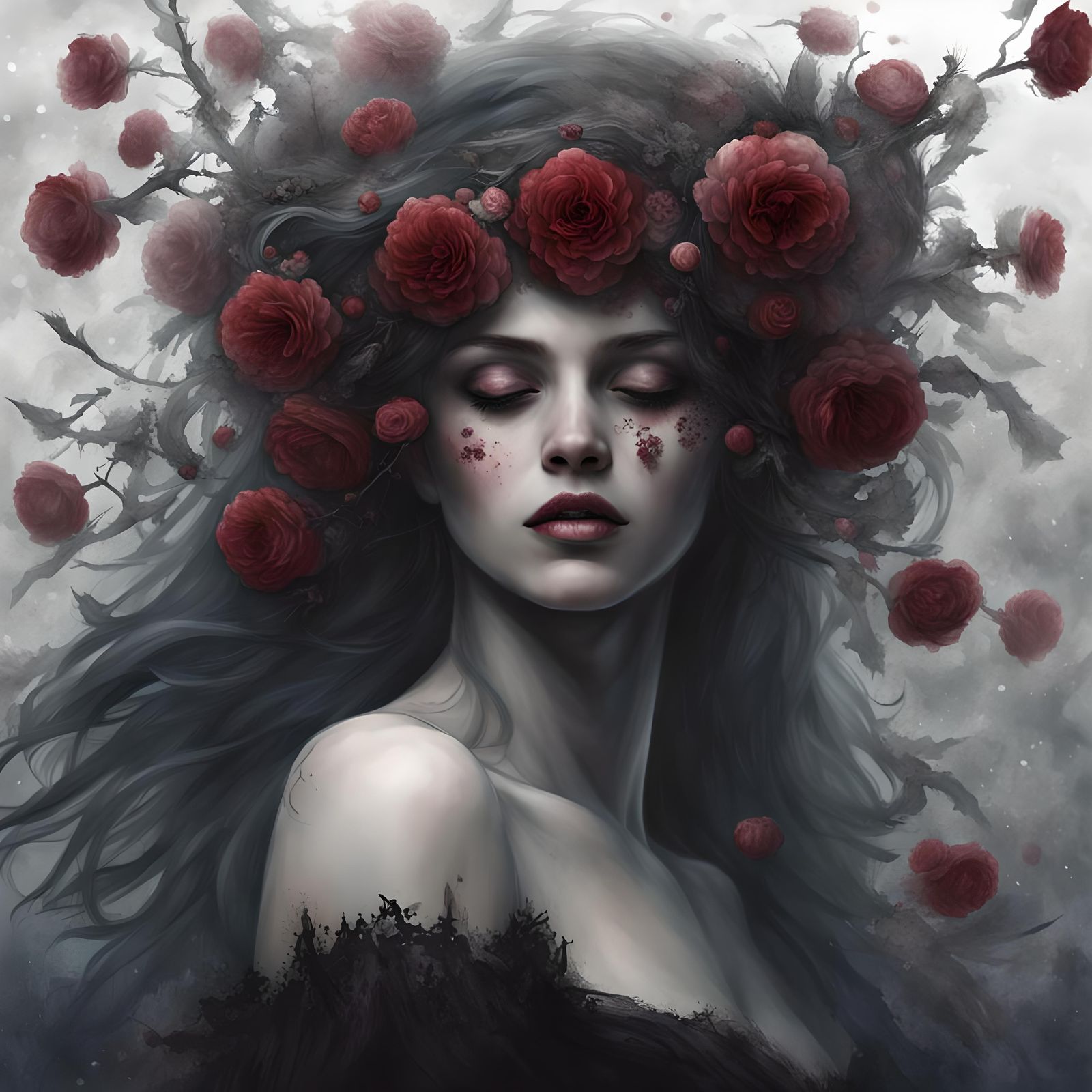 Dark Persephone Winter Goddess Illustration