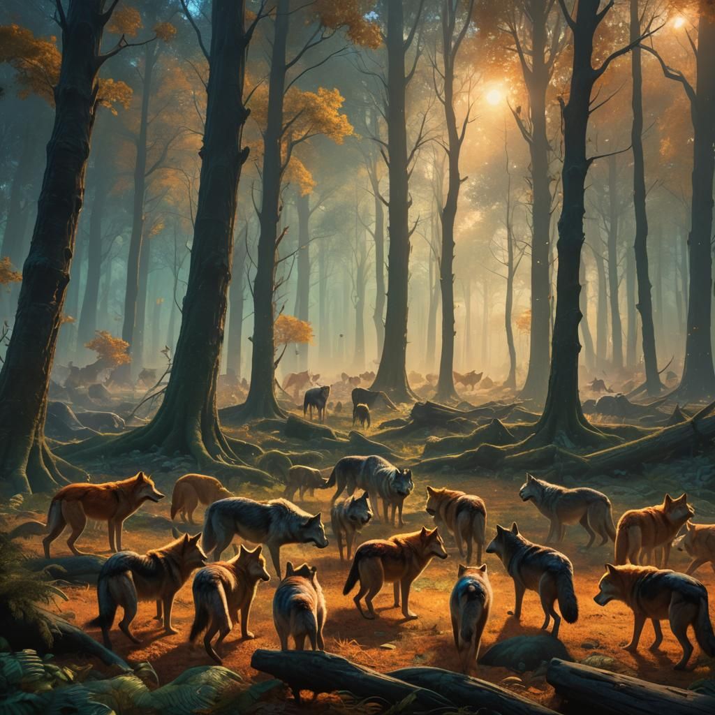 Spider-Man and Wolf Pack in Fantasy Forest