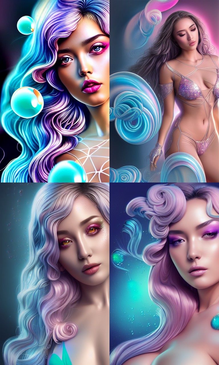 Sensual Woman with Bubbles in Artgerm Style
