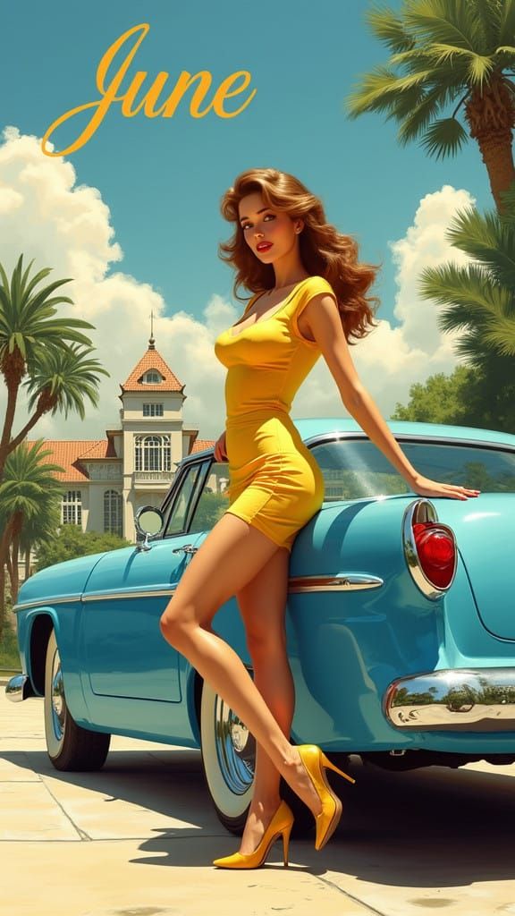 Retro 1950s Style Pin-Up Calendar Girl