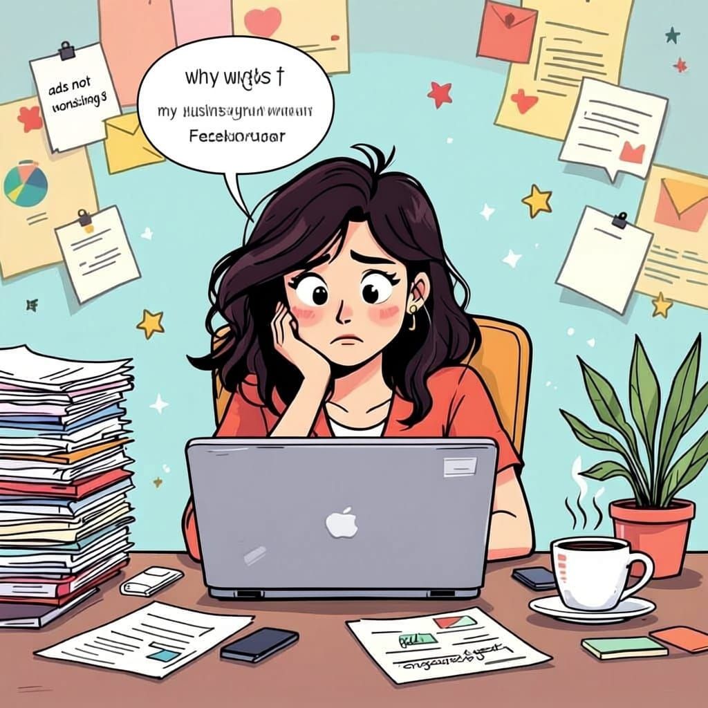 Frustrated Businesswoman Cartoon with Laptop