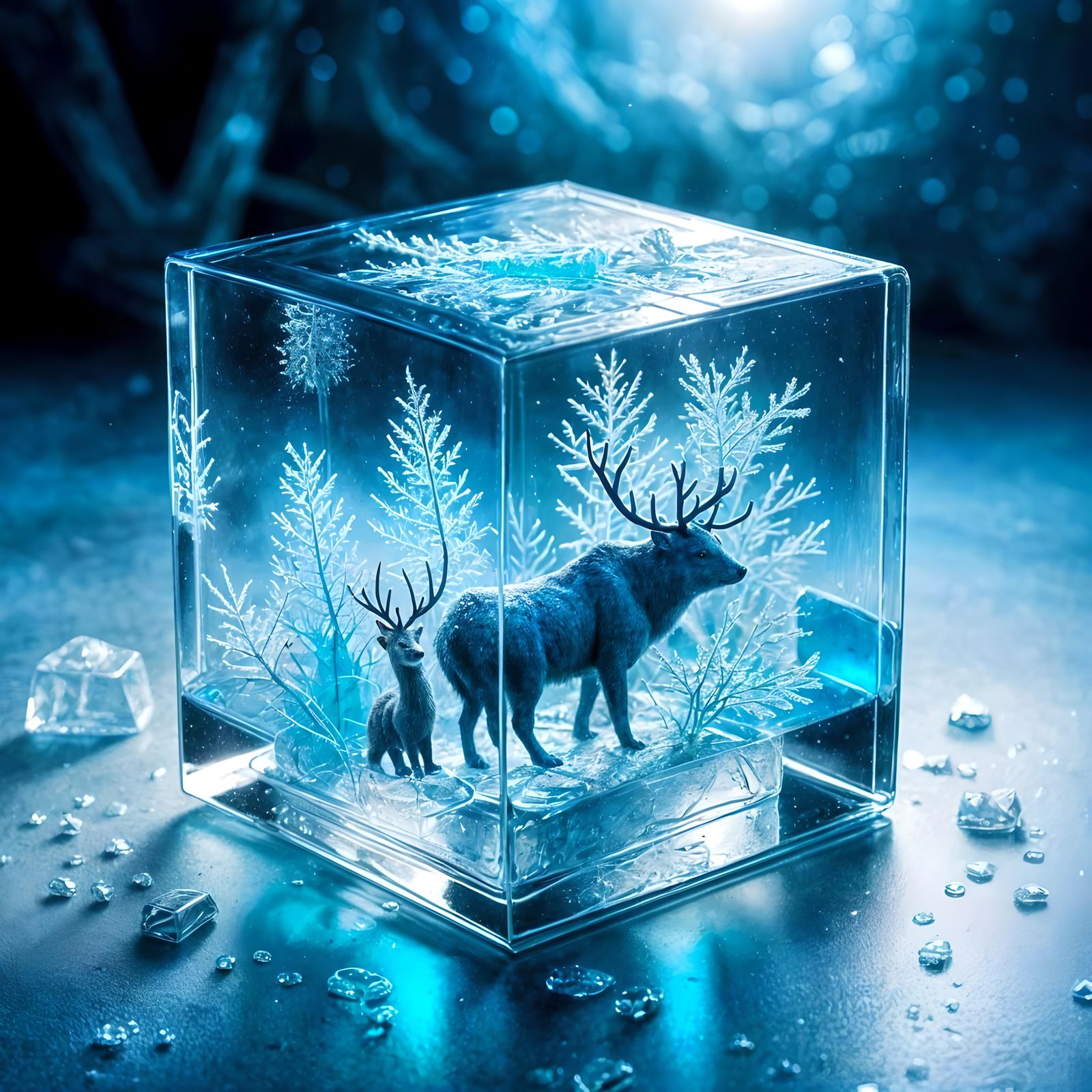 Frozen Deer Encased in Ice Cube