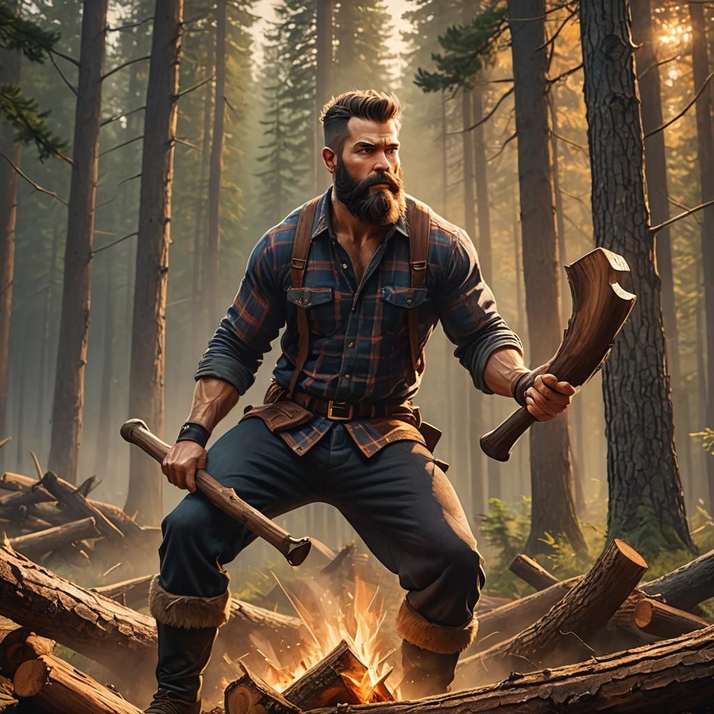 Wooden Lumberjack in High Fantasy Forest