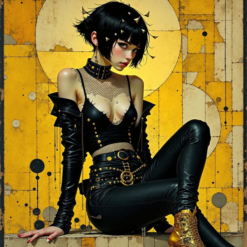 Elegant Punkette in Metallic Armor