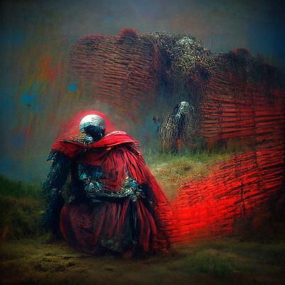 Doomed Knight in Beksinski-Inspired Renaissance Painting
