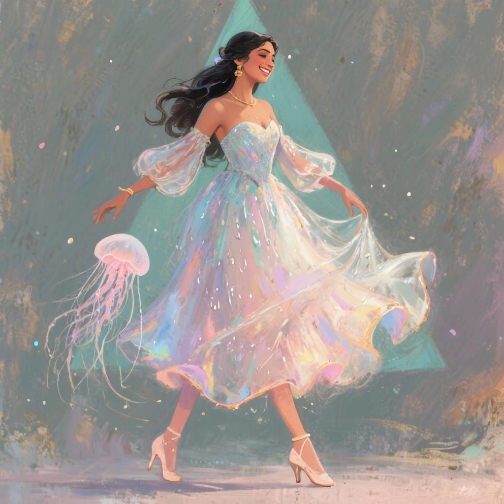 Happy South Asian Character in Impressionist Style