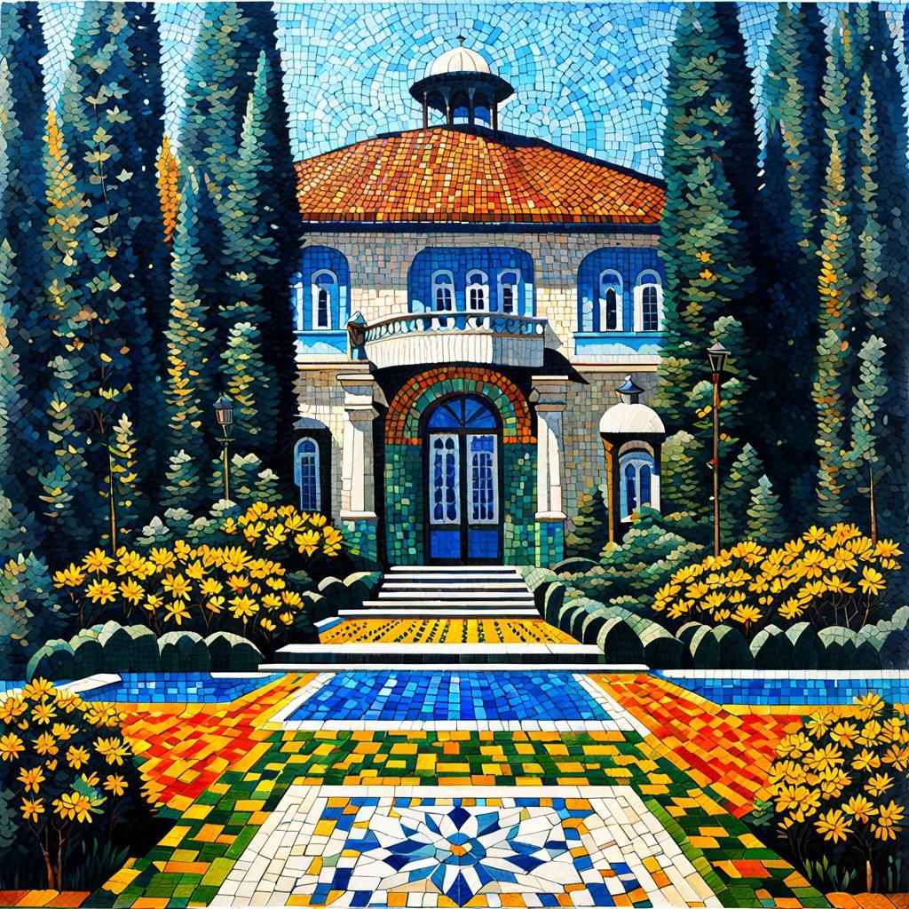 Villa Garden in Mosaic Style