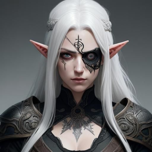 One-Eyed Elf Mercenary Portrait with Cinematic Lighting