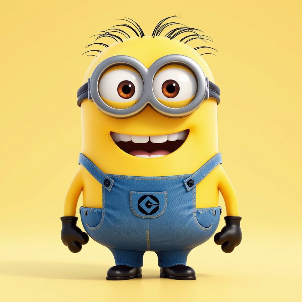 Happy Minion Character in Bright Yellow 3D Render